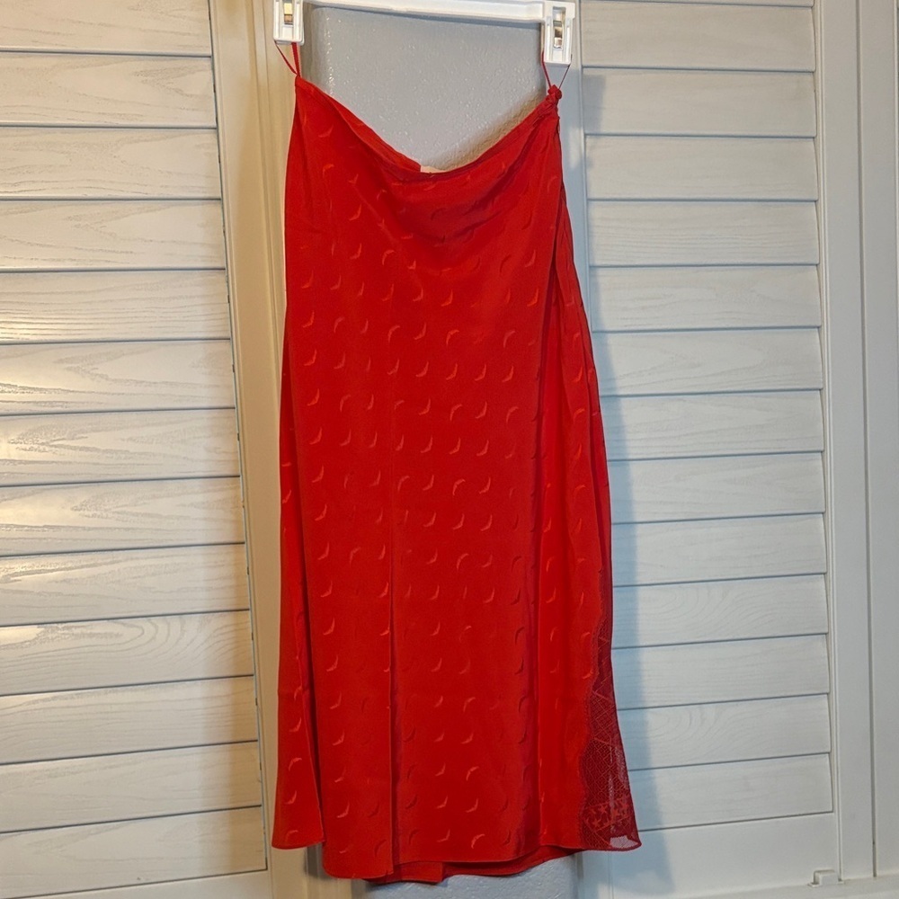 Zadig & Voltaire Vibrant Red A-Line Skirt 100% Silk
